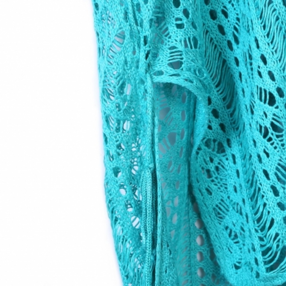 Mint Crochet Knitted Tassel Tie Kimono Beachwear - Picture 6 of 7